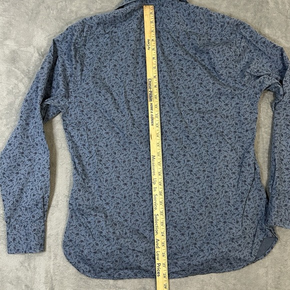 Alan Paine England Men's M Blue Floral Cotton Button Down Shirt Updated Fit - Picture 5 of 6
